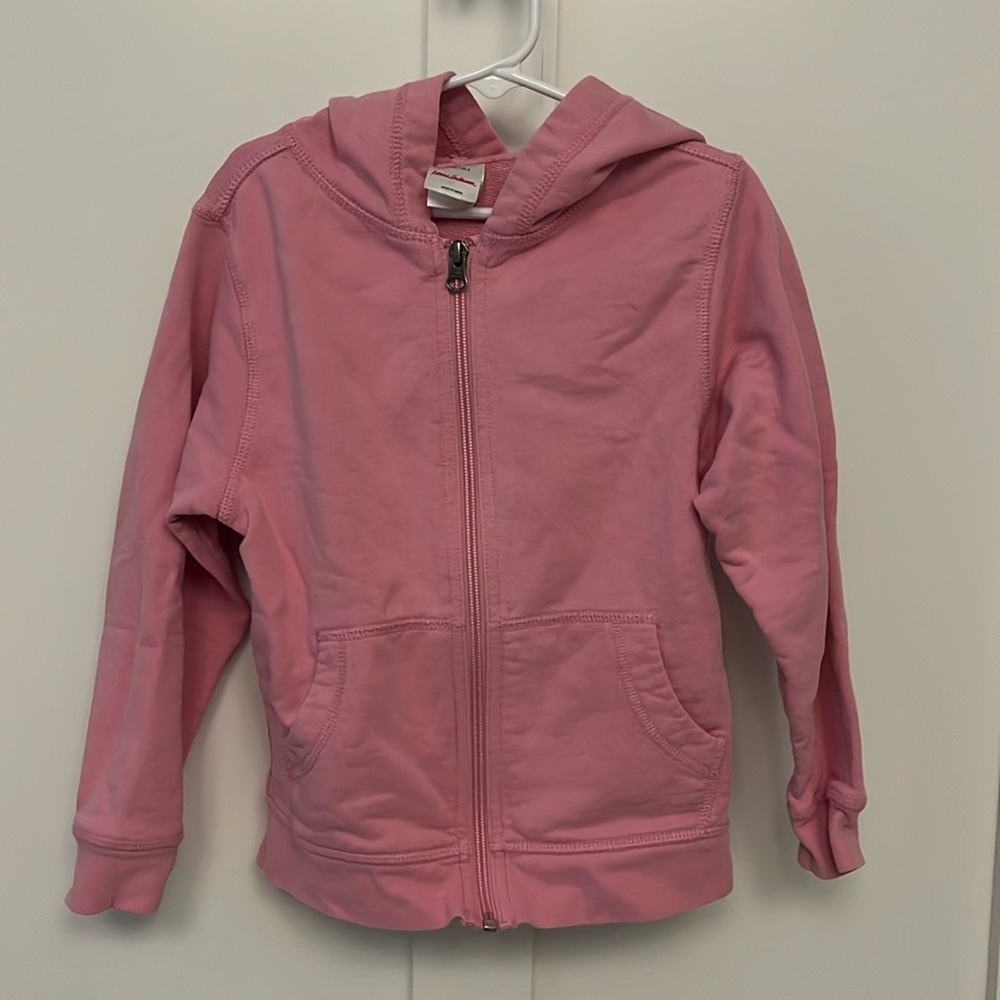 Hanna Andersson Pink zip up hoodie, size 5.